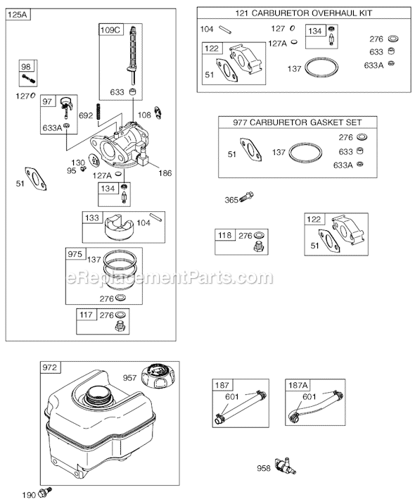 Page C Diagram and Parts List for 15Z100SERIES 0111 Briggs and Stratton Engine
